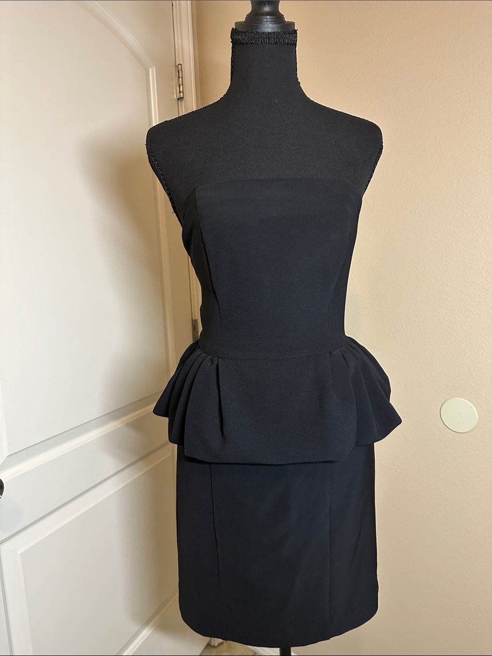 Express Black Strapless Peplum Sheath Dress